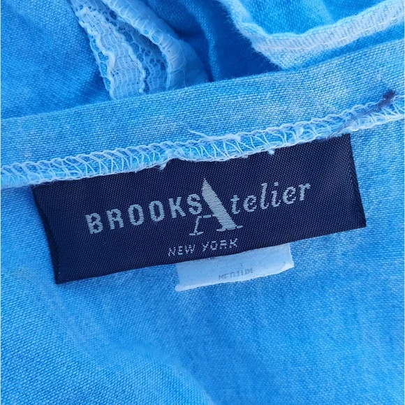 Vintage 80's 90's Brooks Atelier Baby Blue Lace Crop Top | Medium - Picture 4 of 5